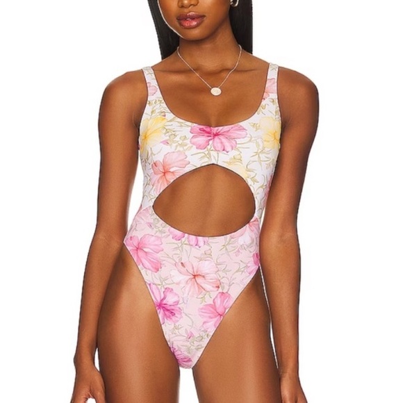 NWOT LOVESHACKFANCY X HURLEY HIBISCUS CHEEKY ONE PIECE. Size Medium! - Picture 6 of 9